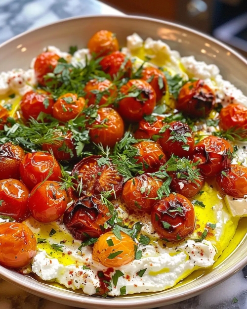Cherry Tomato Confit with Creamy Whipped Feta
